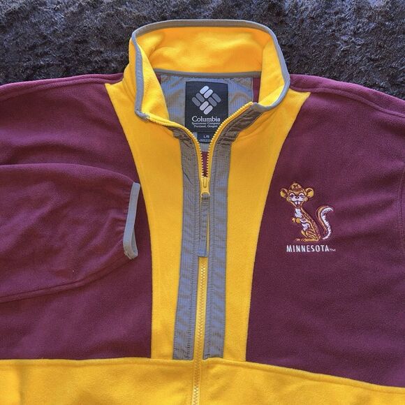 Minnesota Golden Gophers Columbia Full Zip Red Fleece Jacket‎ Men's L - Picture 1 of 9